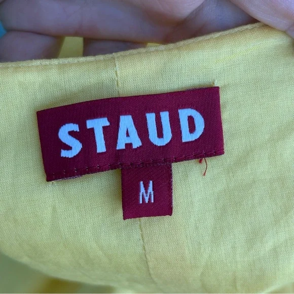 Staud Sophie 3/4 puff sleeve cotton poplin mini dress size M medium - Picture 9 of 16